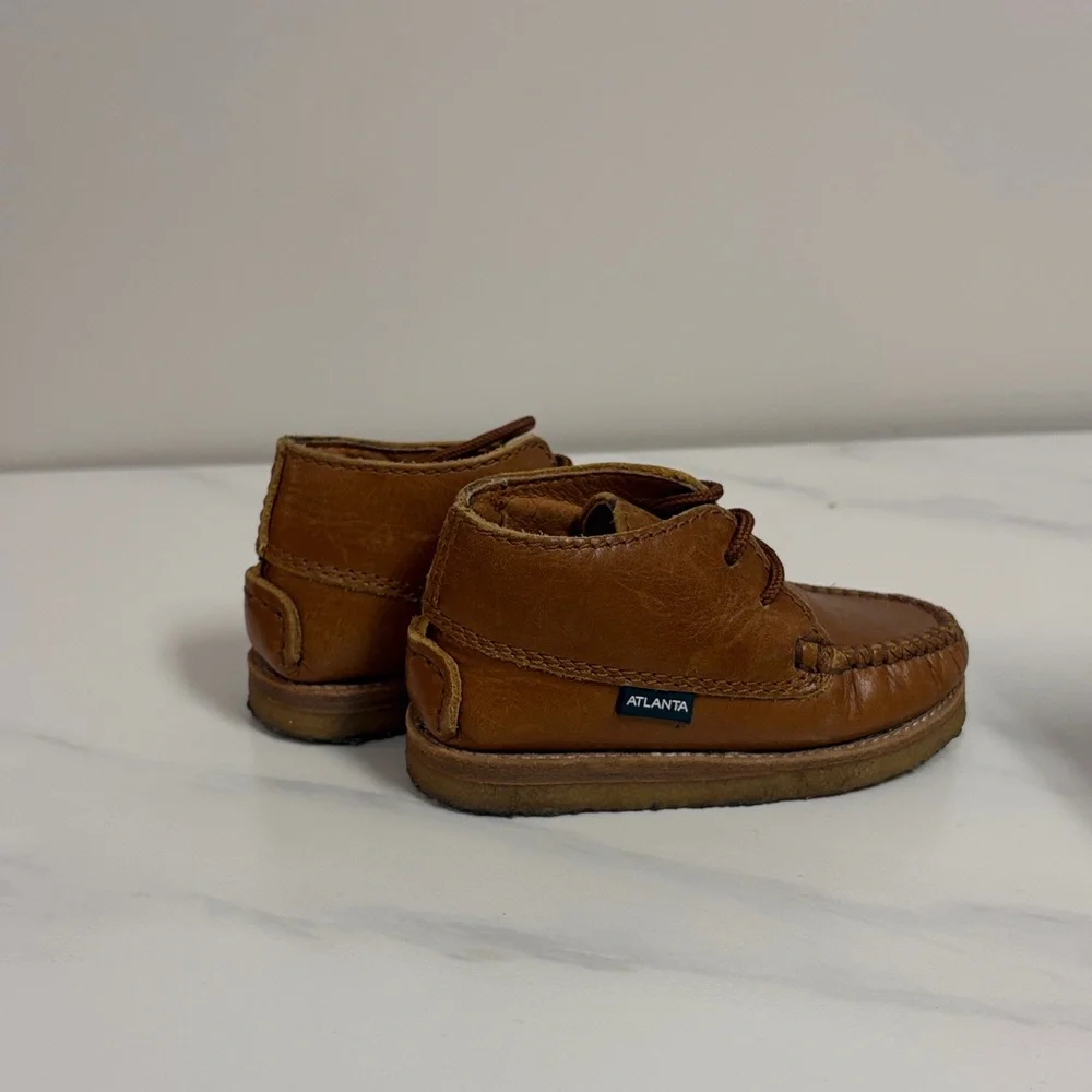 Toddler Brown Leather Moccasin Lace-Up Shoes